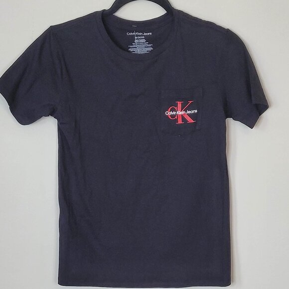 Calvin Klein Boys Black T-Shirt with Red Letter Logo - Classic & Stylish - Picture 5 of 6